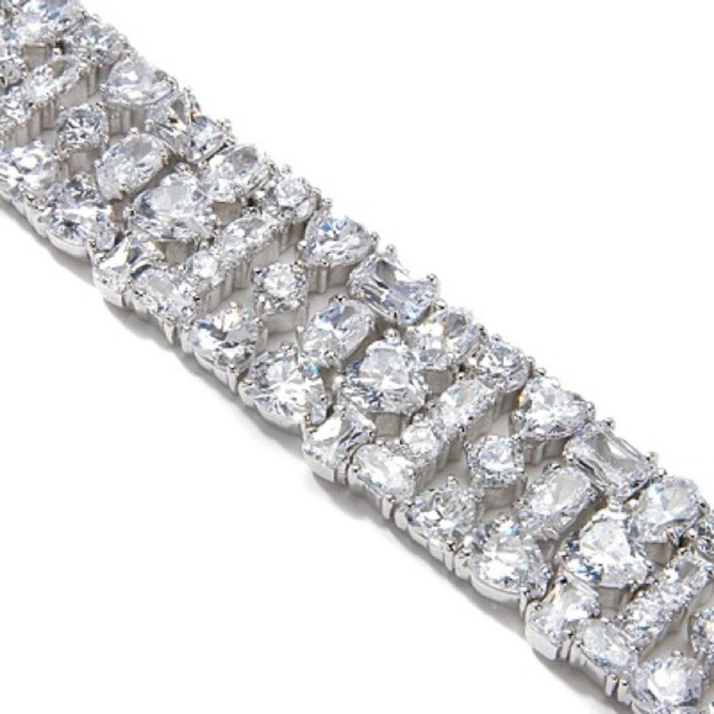 Huge heart oval radiant round brilliant cut CZ tennis line bracelet statement